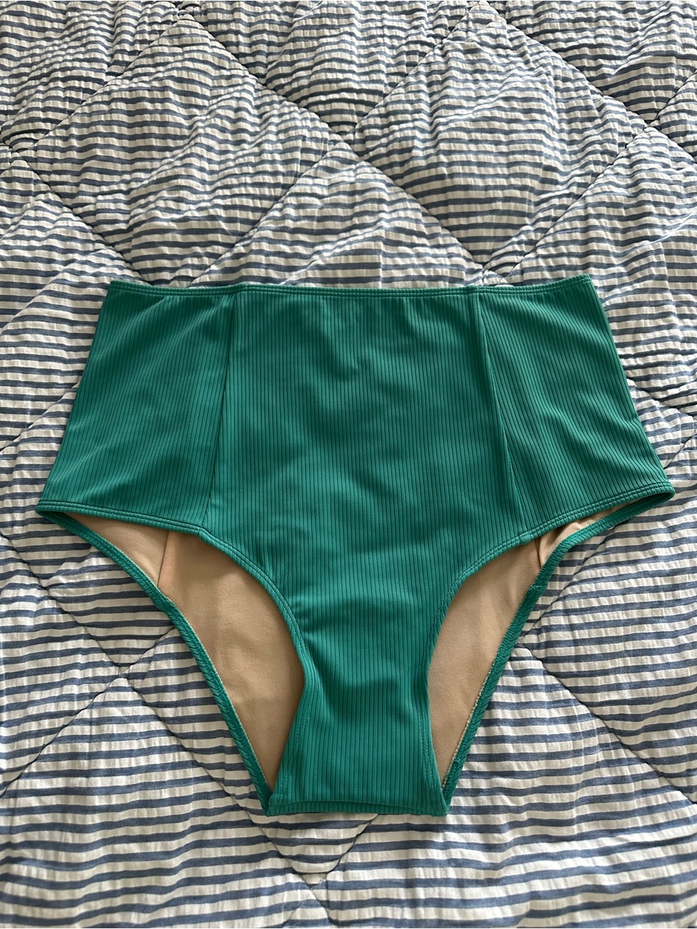 Kortni Jeane Large Cut High Bottoms Ribbed Teal Waves